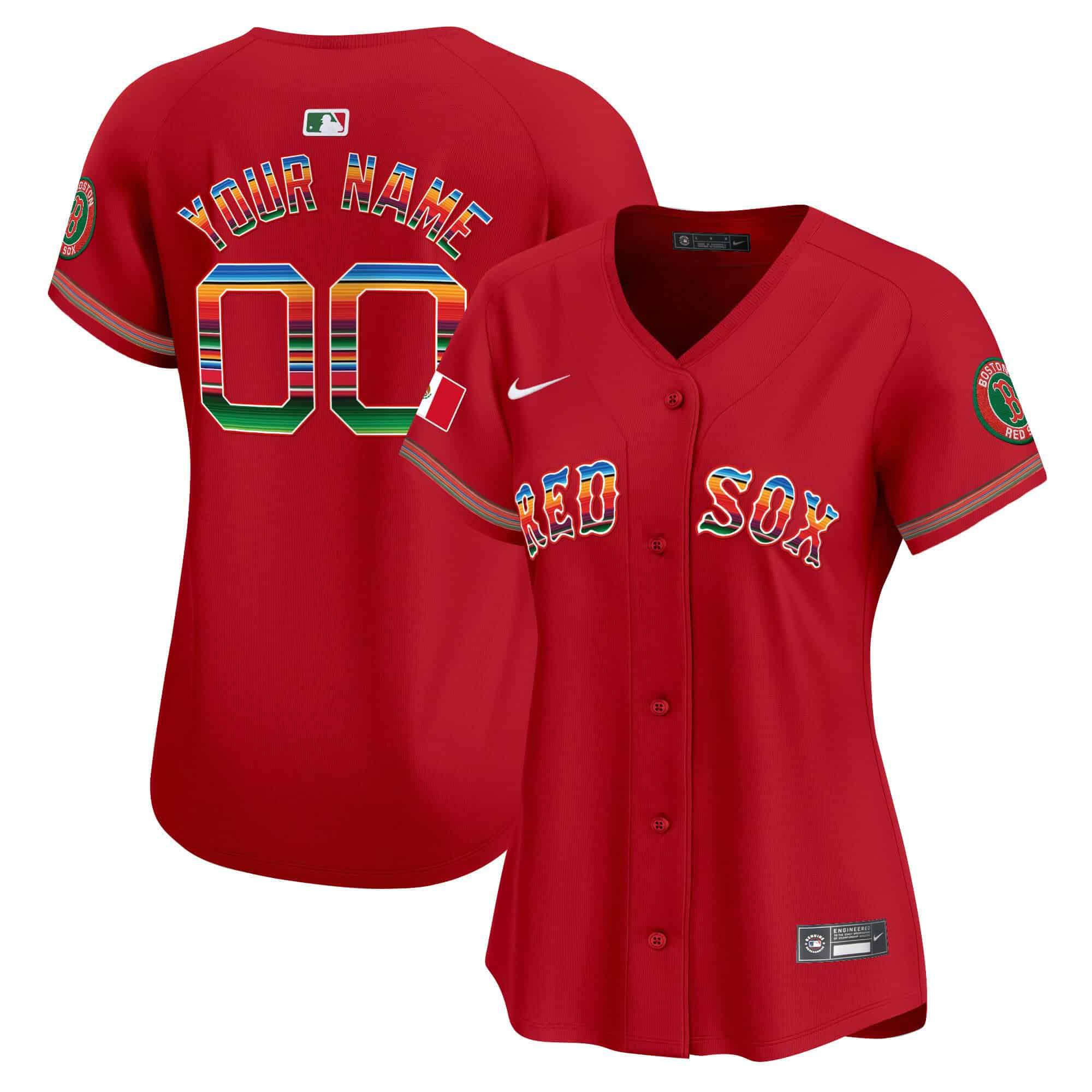 Women Boston Red Sox Red 2024 Nike Mexico Vapor Premier Limited Custom MLB Jersey->customized mlb jersey->Custom Jersey